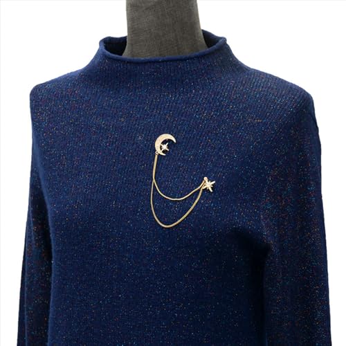 Image of Moon Star Rhinestone Brooch with Gold Tassel Brooch for Unisex