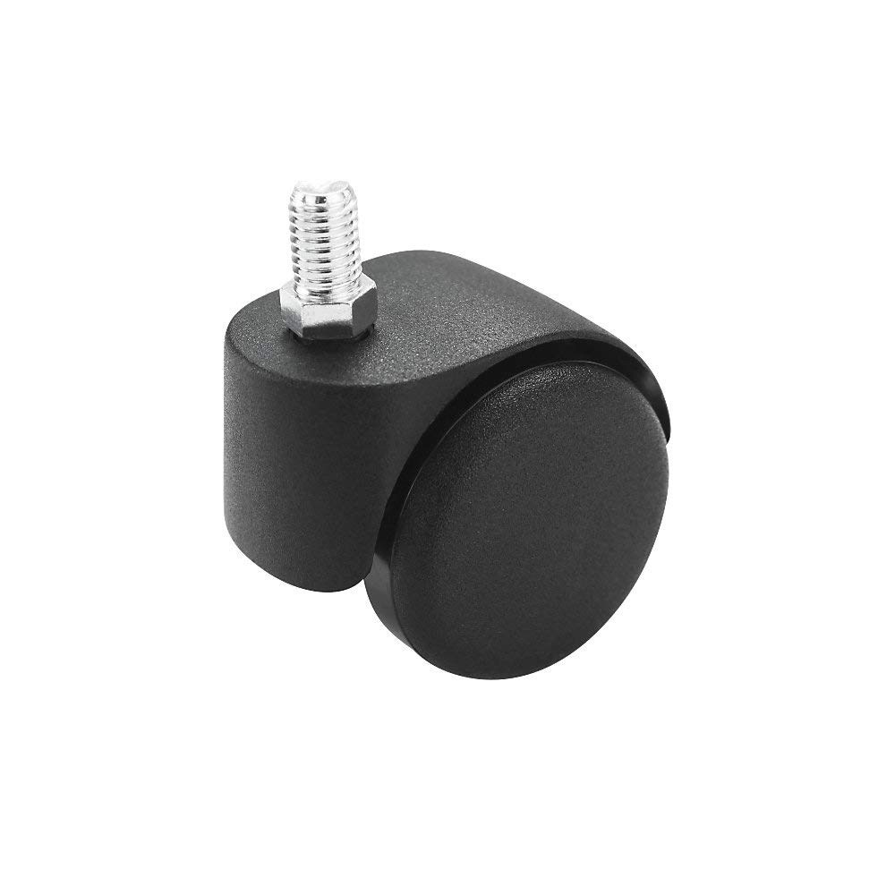 Stuhlrolle | Rad-Ø 50 mm | VE 5 Stk | mit Gewinde M 10 x 15 | Schwarz | hart | für weiche Böden