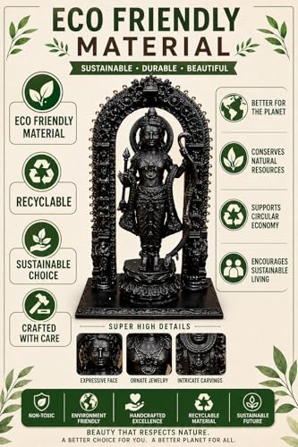 Image of Ram Lalla Idol, 15.00cm Height, Black, 3D Printed, UV Resin, Hindu Religious Statue of Lord Shri Rama Lala Ayodhya