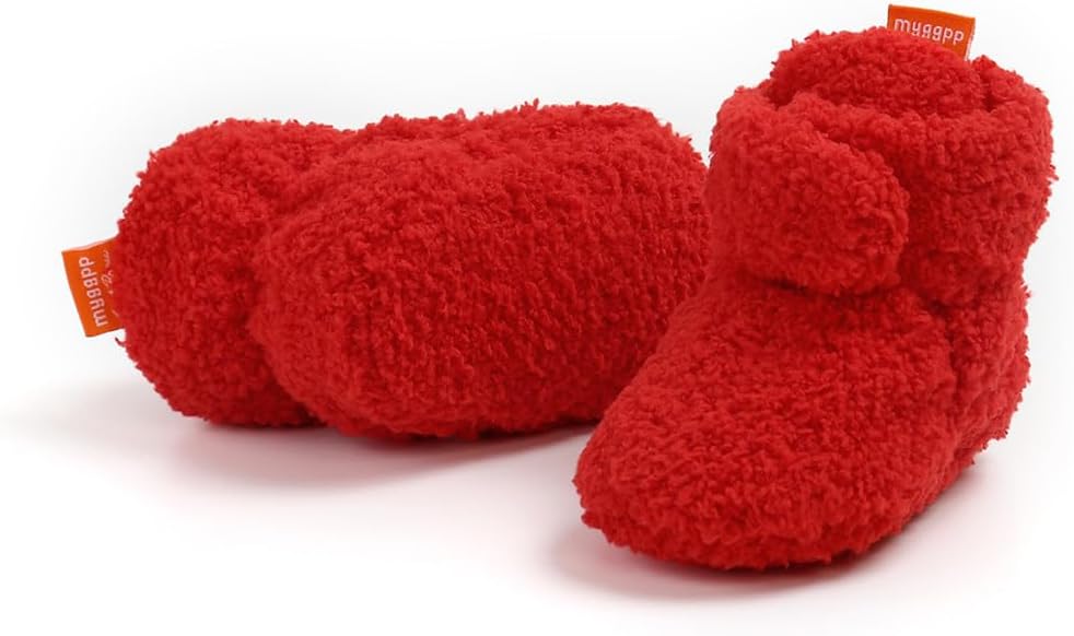 Baby Booties Cozy Fleece Slippers Soft Baby Shoes With Gripper Soles, Winter Warm Infant Newborn Crib Sock Shoes First Walkers