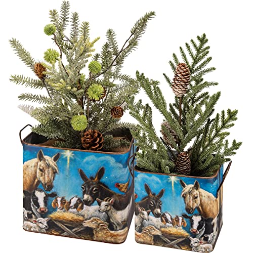 Primitives-By-Kathy-113562-Nativity-Bin-Set-of-2-925-Inch-Multicolor Primitives By Kathy 113562 Nativity Bin Set of 2 925 Inch Multicolor
