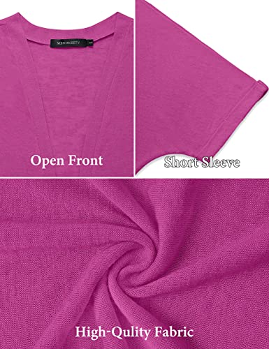 Image of MEROKEETY Women's 2026 Summer Lightweight Kimono Cardigan Short Sleeve Open Front Casual Loose Trendy Beach Cover Ups