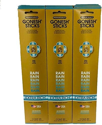 Gonesh Incense Sticks Extra Rich Collection: Rain 12 Pack (20 Sticks/Pack)