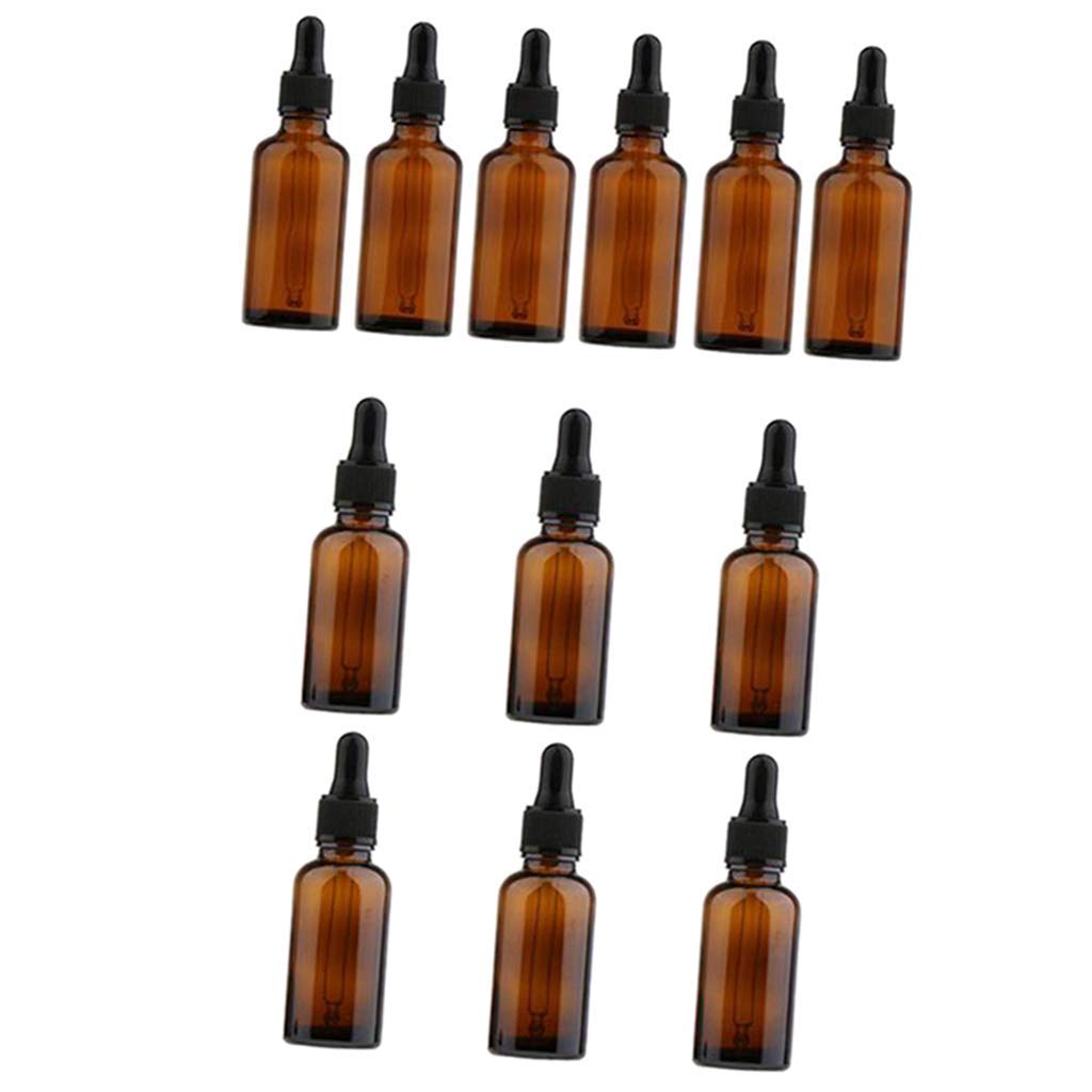 Bouteilles pour parfum en verre ambré avec compte-gouttes précis 12pcs