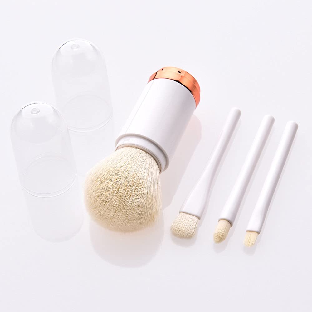 Paquete 4 en 1 de brochas de maquillaje sintéticas de primera calidad, brochas para polvos cosméticos, brochas para mezclar sombras de ojos, kit portátil de brochas de maquillaje de ojos con estuche t
