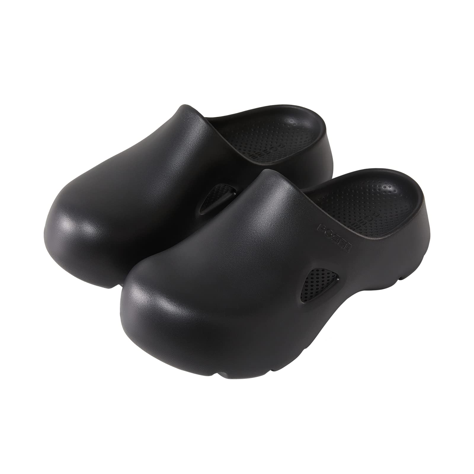 posee Platform Clogs for Women Men, Slip on Scrub Clogs Garden Work Shoes Cushioned Nurse Shoes with Arch Support Outdoor Beach Sandals Black