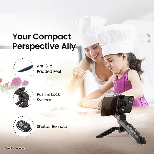 Image of Digitek (DTR-220) Lightweight & Portable Mini Tripod, Ideal for Smartphones, Action Camera, DSLR & Gopro for Comfortable & Longer Duration Shoot, with Smartphone Mount & Shutter Remote