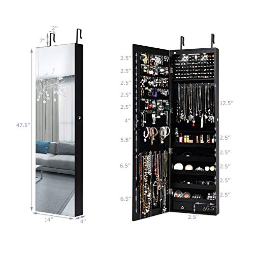 Giantex HW59104BK Wall Door Mounted Jewelry Armoire Cabinet With 47.5 Inch H Full Length Mirror thumb #6