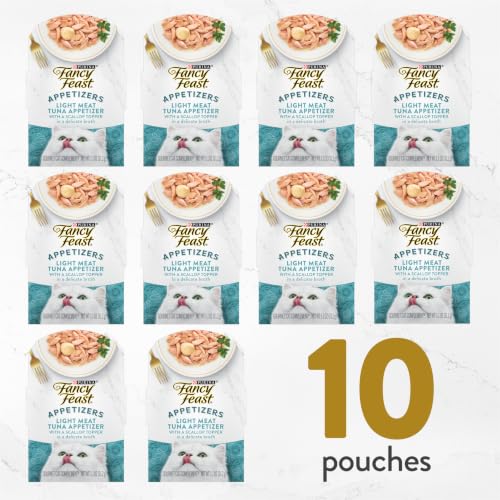Purina Fancy Feast Appetizers, Tuna with Scallop Topper, 1.1 oz, 10-Pack - image 3