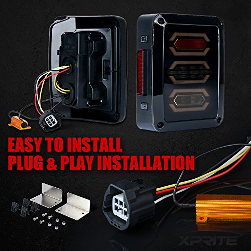 Image of G3 Diamond Series Smoked LED Tail Lights Compatible with 07-18 Jeep JK JKU | Signal /Brake /Reverse /Running Light, ABS housing, PMMA Lens, IP67 Waterproof, DOT Approved, Plug N Play
