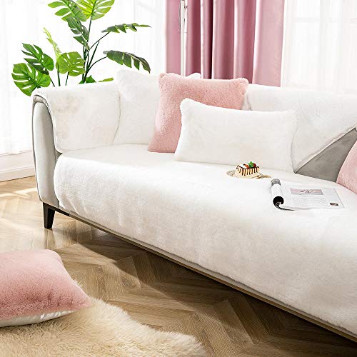 Suuki Sofa-Schonbezug,Sofa werfen slipcover,Hochwertiger Plüsch-Sofakissenbezug,Dicke rutschfeste Sofa-Sofabezüge,warme Sofagarnitur,Komfort-Couchschutz-Beige_110 * 160 cm Cover