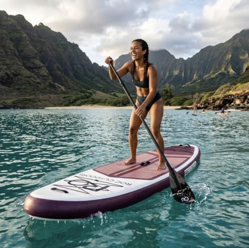 Image of Roc Inflatable Stand Up Paddle Board 10' 6 inch with Premium SUP Paddle Board Accessories, Wide Stable Design, Non-Slip Comfort Deck for Youth & Adults