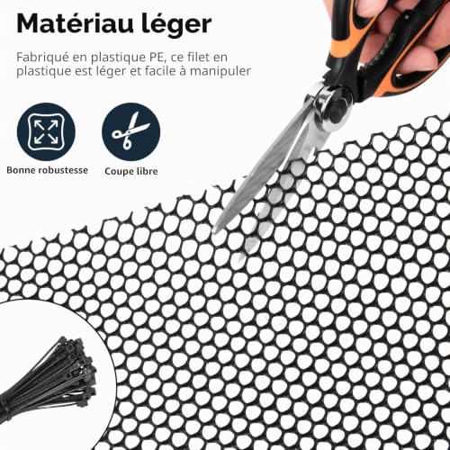 Rouleau de grillage en fil de fer pour poules avec 100 sangles fixes, clôture de jardin en plastique robuste, clôture pour aviculture durable et antirouille et clôture temporaire pour la cour (40 cm x – vue 4