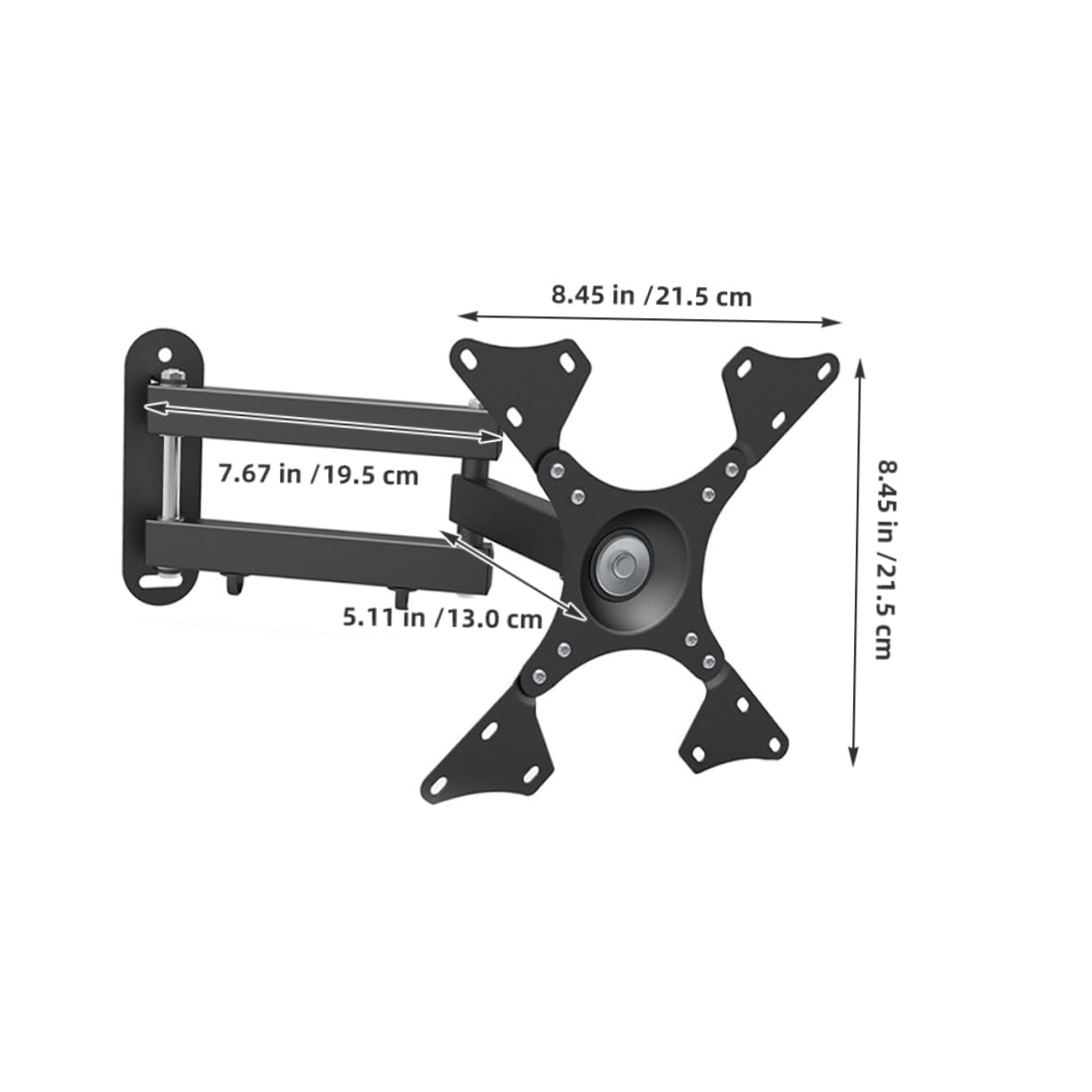 Supporto da Parete per Tv 14-37 Pollici in Acciaio Laminato Nero | Struttura a Parete, Portata 15kg, Design Pieghevole e Girevole, per Schermi e Monitor