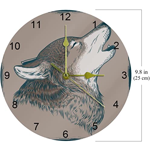 Horloge murale silencieuse loup sans tic-tac mécanisme quartz