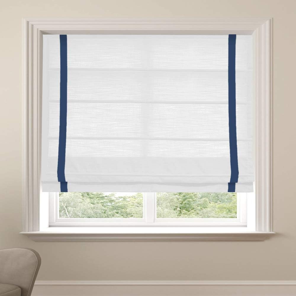 LANTIME Window Blinds Roman Shades, Made to Order Elegant Light Filtering Grey Fabric Window Roman Shades for Windows, Doors
