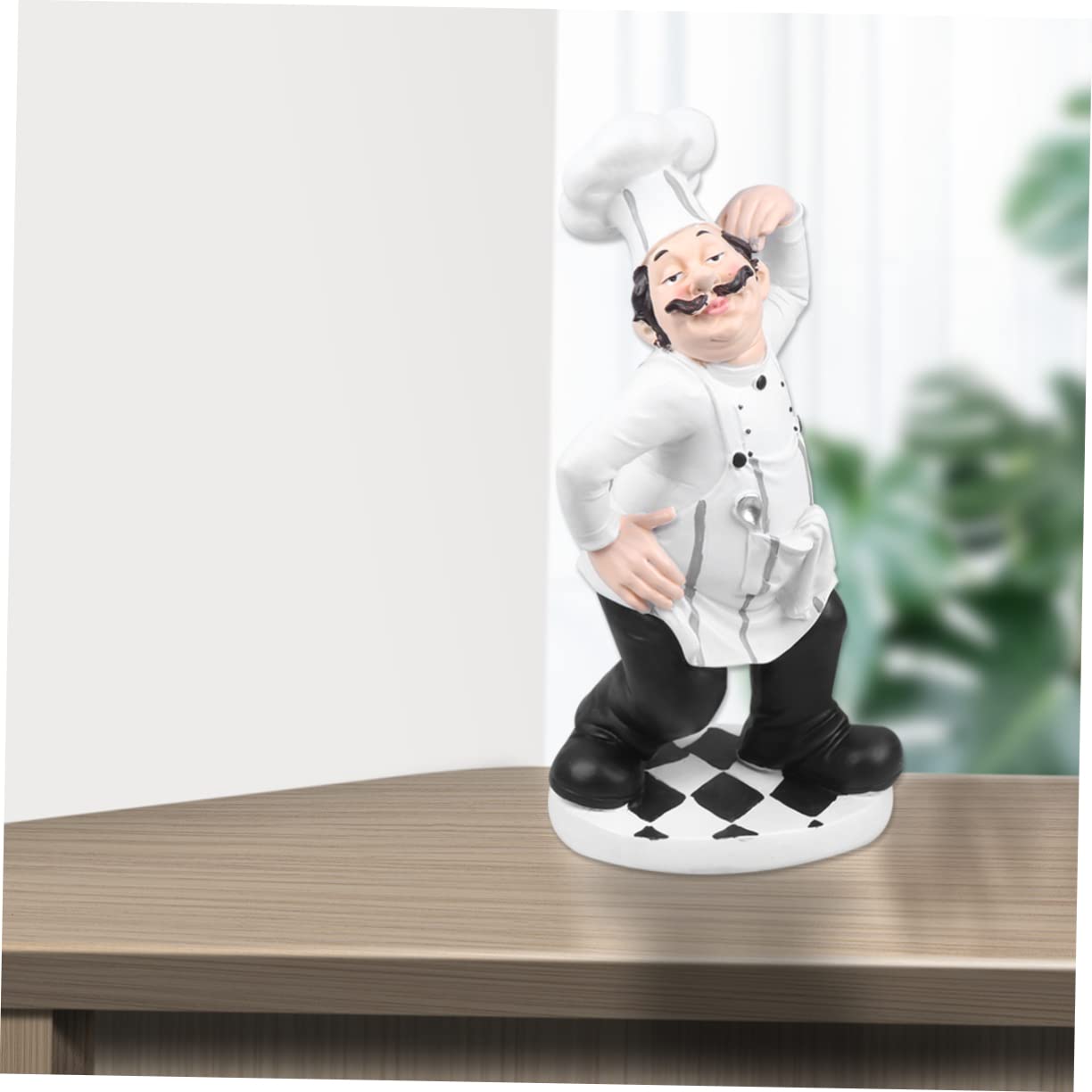 GLEAVI Statuetta Chef in Resina Bianca Design Classico Portatile e Resistente Decorazione da Tavolo per Casa e Arredamento Desktop