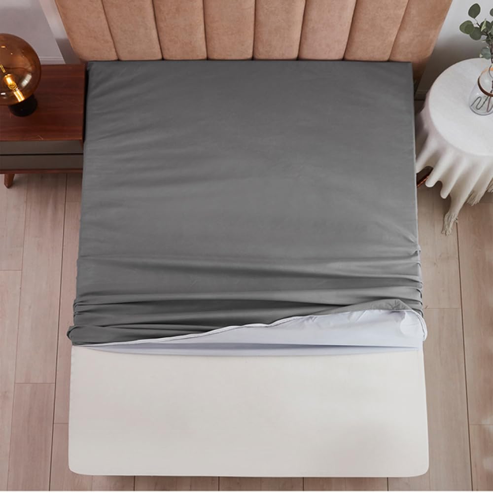 Extra tiefer Taschenmatratzenbezug, atmungsaktives Spannbetttuch, 6-seitiger Schutz, grau, 120 x 200 x 30 cm, ideal zur Linderung von Allergien und Bettwanzen