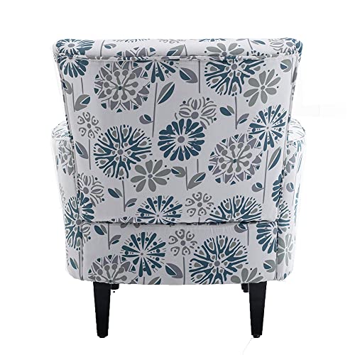 Modern Accent Chair, Leisure Upholstered Single Sofa Armchair Linen Fabric Sofa Chairs For Living Room Bedroom Studio (Floral) #TOP4
