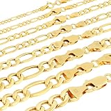 Nuragold 10K Real Yellow Gold Figaro Link Chain Necklace 16'-30' (2mm-9mm) Italian Jewelry for Men & Women - 20',4.5mm