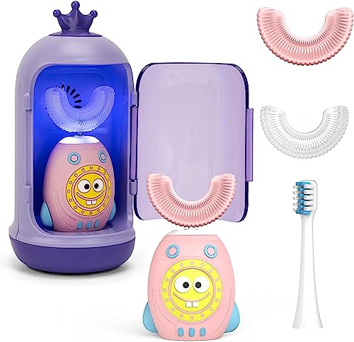 Ftoyin Kids U Shaped Electric Toothbrush, Kids Electric Toothbrushes With 5 Modes, Sonic Toothbrush Kids Ipx7 Waterpoof With 3 Brush Heads, 360° Automatic Toothbrush Kids For Age 2-12 #TOP30