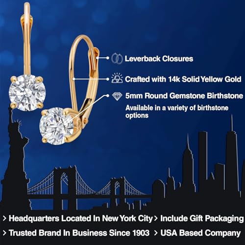 Image of Gem Stone King 0.20-1.50 Ct Lab Diamond Leverback Earrings 14K Gold