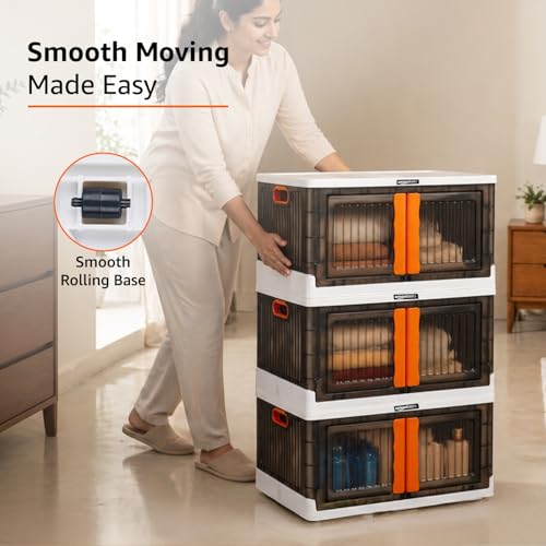 Image of Amazon Basics 3 Units Portable Multipurpose Large Cupboard for Home | Kids Organizer Box for Toys, Almirah for Books & Crockery Unit
