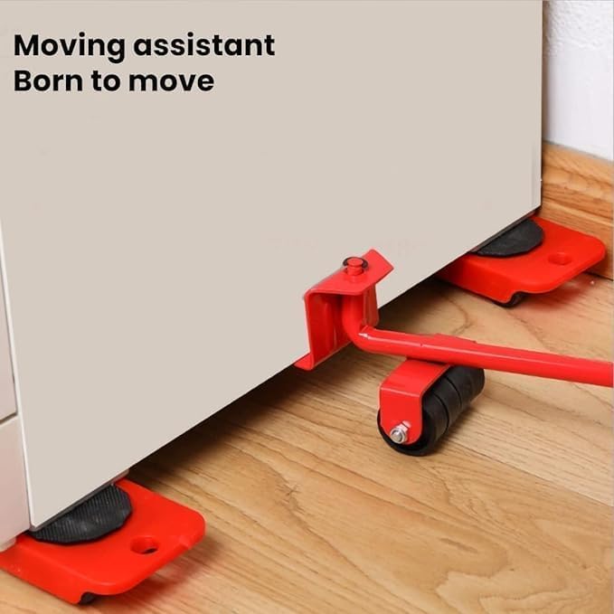 Furniture Lifter Mover Tool Set-Heavy Duty Furniture Shifting and Mover with 4 Sliders for Easy and Safe Moving Moving Roller Wheel Set for Washing Machines, Fridge,Sofa, Wardrobes (Red)
