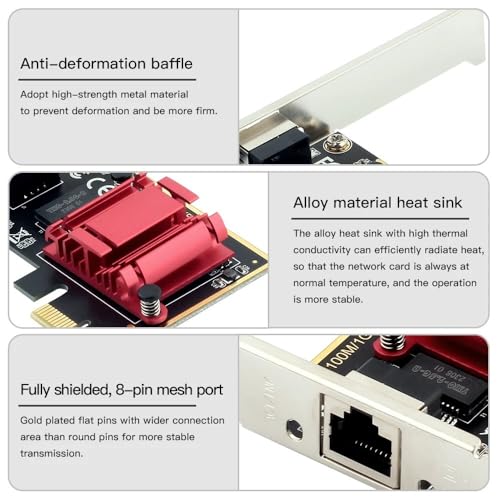 Tarjeta de Red PCI-E 2.5G a RJ45 con Chip RTL8125B para Redes Gigabit Ethernet 10/100/2500Mbps Compatible Windows 7/8/10/11 y Linux miniatura 6