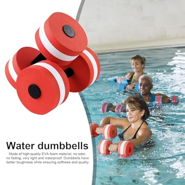 2PCS Water Dumbbell, EVA Foam Aerobic Weight Loss Floating Exercise Dumbbell Fitness Barbell Workout Equipment for Men Women Pink