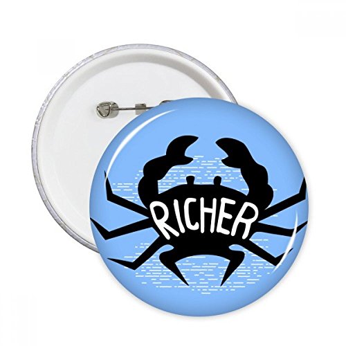 Badge crabe silhouette noire pins rond naturel lot de 5 déco vêtement L