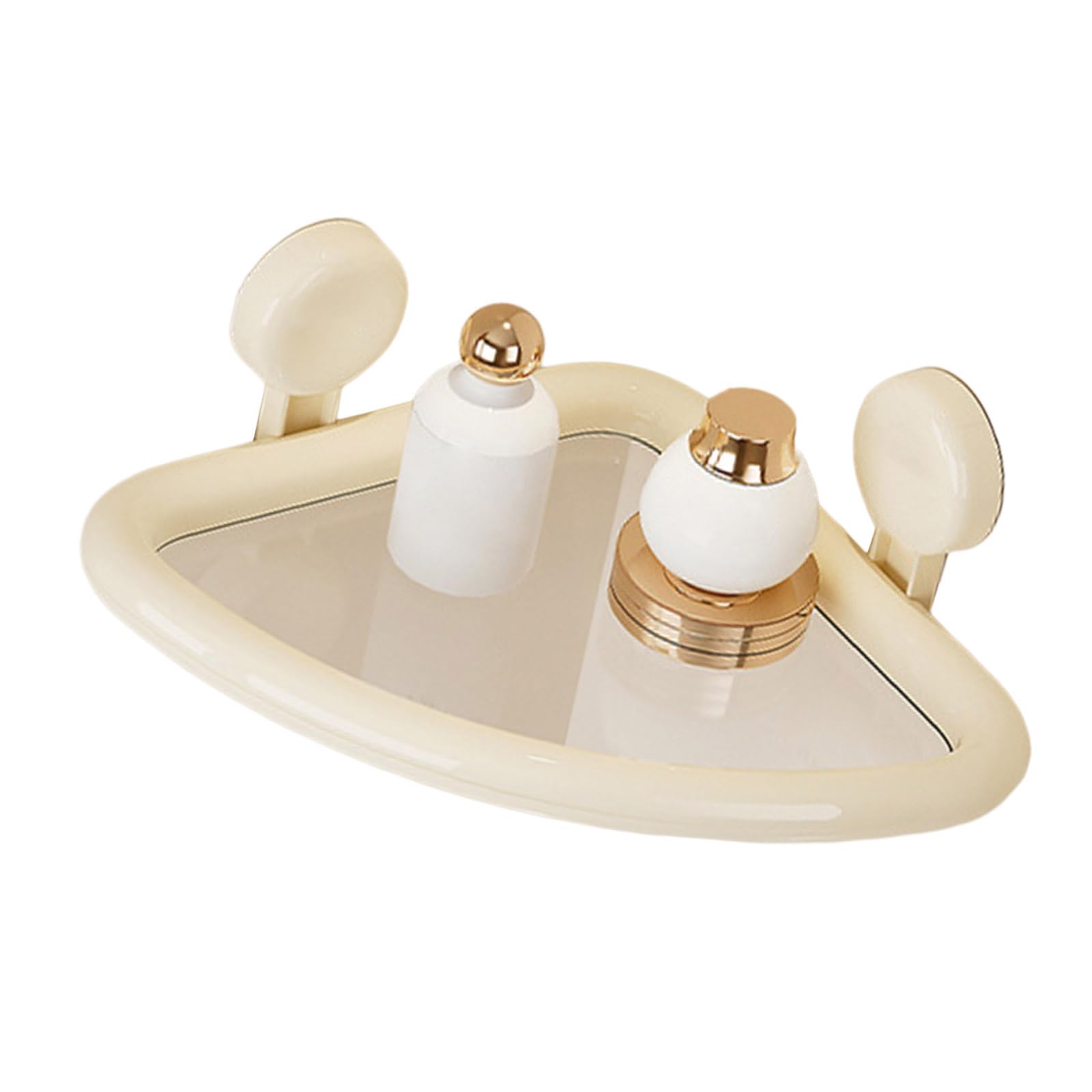Hsioluted Without Drill Triangular Bathroom Organizers Wall Mount Suction Cup Holder with Efficient Water Drainage for Damp Environment Bathroom Suction Cup Storage Rack