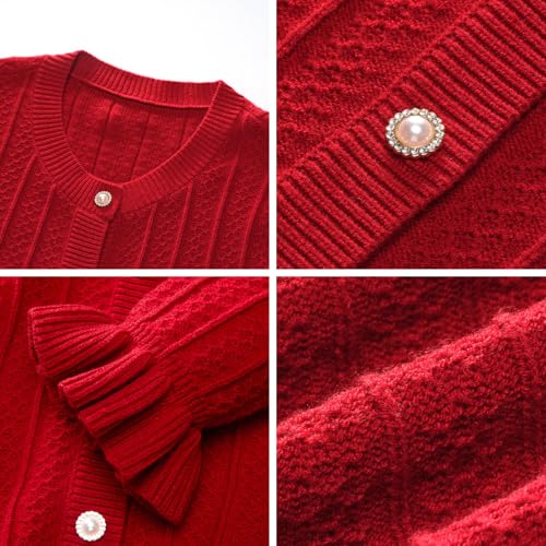 Image of GOELIA Women Wool Blend Lightweight Cardigan Sweaters 2026 Spring Business Casual Solid Long Sleeve Knitted Cardigan Top