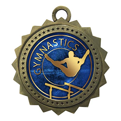 10 PK of Male Gymnastics Gold Medals Trophy Award with Neck Ribbons D03-EG38