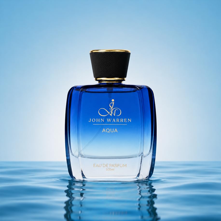 Image of JOHN WARREN AQUA Luxury Perfume For Men, Aqua Long-Lasting Eau De Parfum with Grapefruit,Nutmeg and Jasmine, Fresh & Strong Everyday Fragrance-100 ml