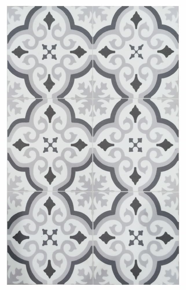 Tadi & Imperio1979 Tapis Vinyle hydraulique, Disponible en différentes Tailles, élégant, Design et résistance pour Votre Espace, Cuisine, Salon, Salle à Manger, Sol en PVC (60 x 200 cm, étoile Grise)