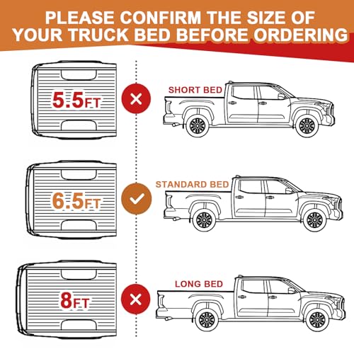 Image of TripleAliners Truck Mat Compatible with 2022-2026 Toyota Tundra 6.5FT Accessories, Truck Bed Mat Heavy Duty Custom Fit All Weather Protection TPE Pickup Liner