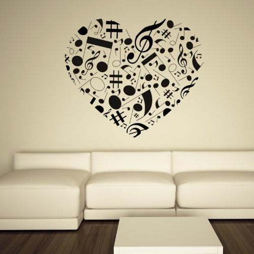 Musical Note Love Heart Wall Art Sticker Wall Decal 01 - Vinyl Sticker ...