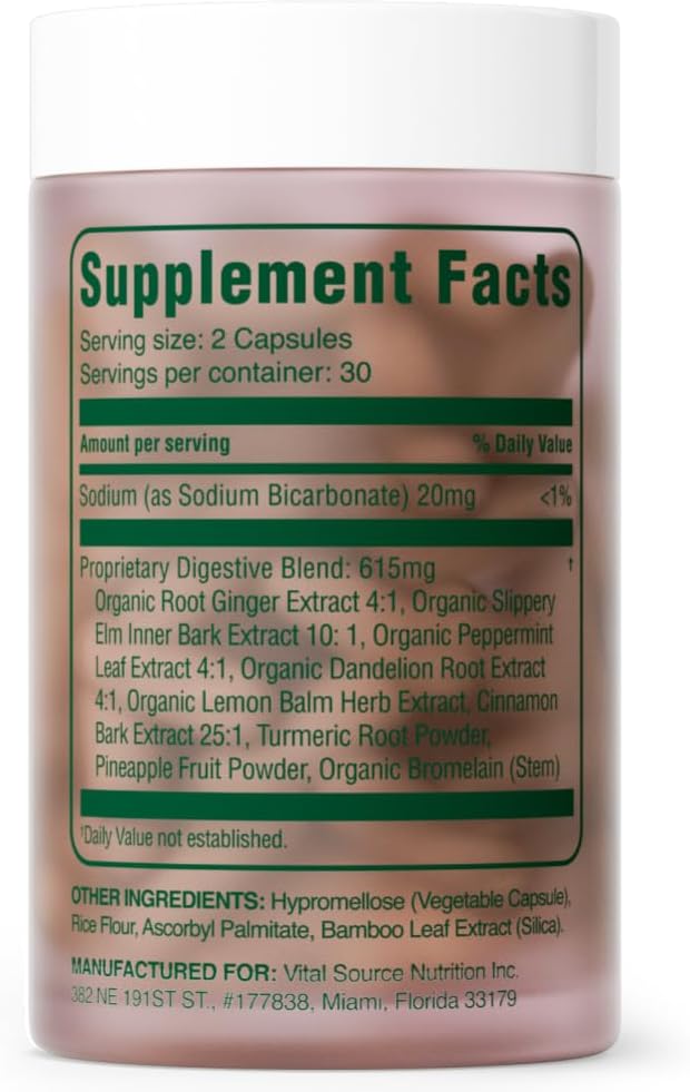 Vital Source Nutrition - AiRi - Debloat Support Capsules - Natural Digestive Blend with Enzymes & Herbal Extracts - Supports Gut Balance & Digestive Comfort - Supplements for Women - 30 Servings - Image 7