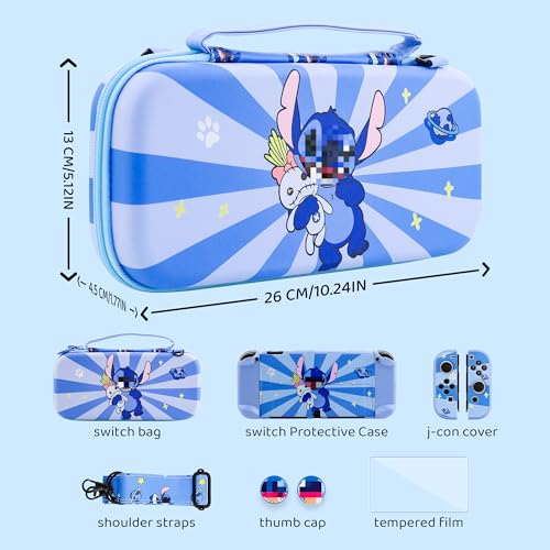 RHOTALL Estojo De Transporte 8 Em 1 Para Nintendo Switch Oled, Estojo De Transporte De Viagem Fofo A