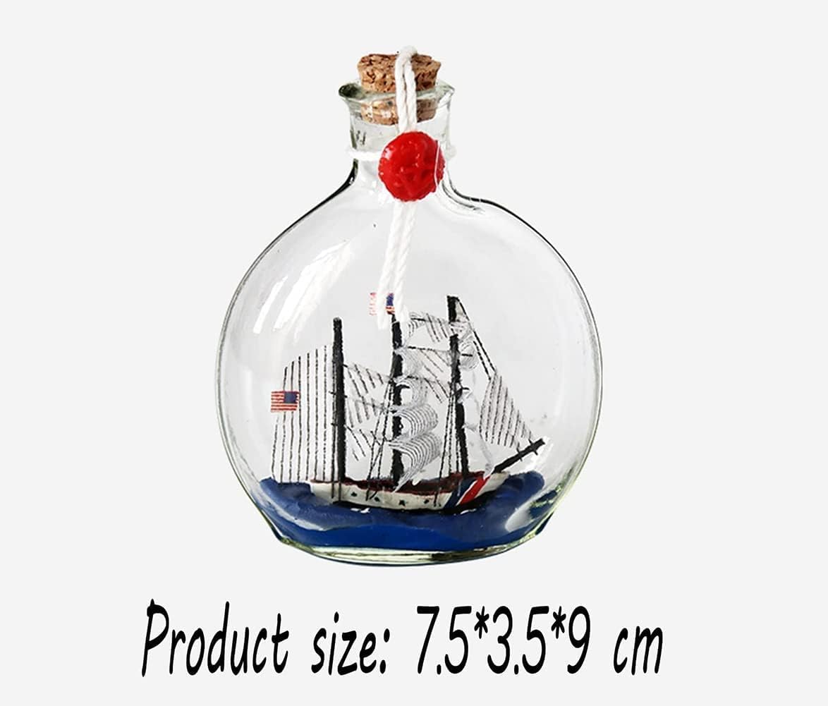 Ship Model Crafts in A Small Vertical Bottle, Sailboat in A Bottle, Ship and Boat Kit Handmade Drift Bottle for Home Bedroom Decoration, Gift for Friends and Family