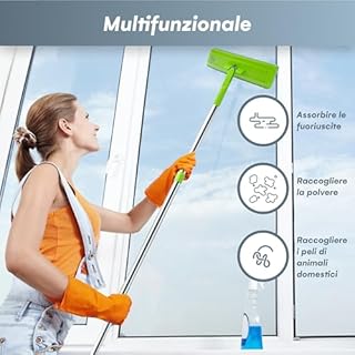 EasyGleam Mop Lavapavimenti Professionale con Secchio Doppia Vasca Touchless, Panni in Microfibra e Spazzolone - Pulizia Efficiente per Pavimenti - ‎Microfibra - 22,8 x 18,8 x 39 cm