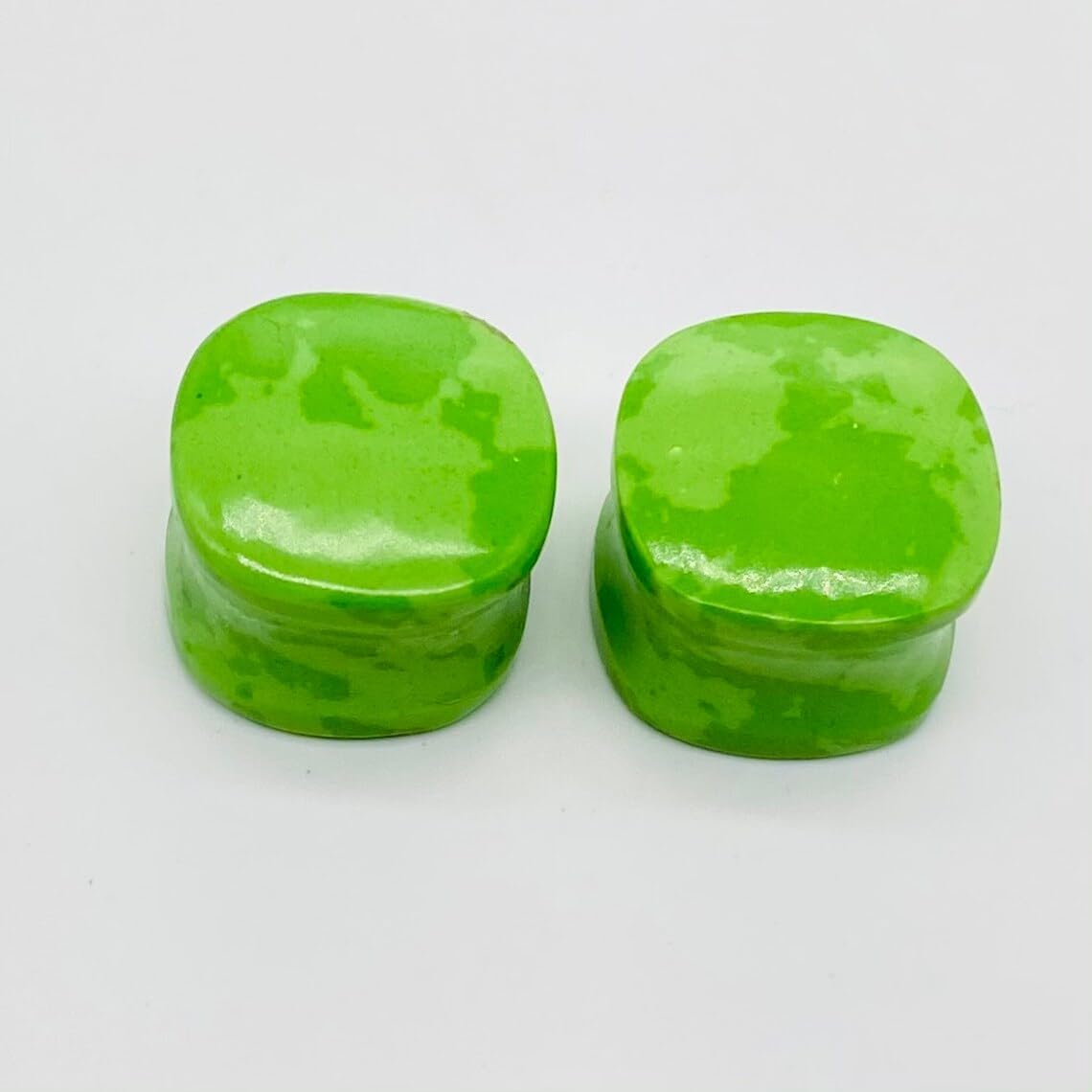 Uni Craft Body Jewelry Pair of Green Turquoise Crystal Double Flared Naga Plug Earring Gauges 8g (3mm) to 2-1/8” (54mm)