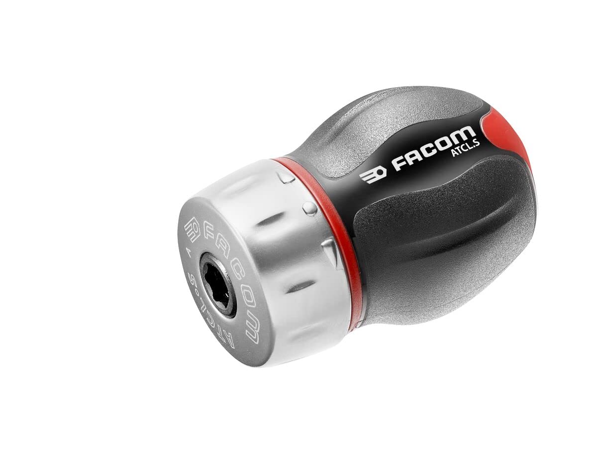 FACOM - Destornillador de bola Protwist de trinquete con 7 cuchillas en estuche – Mango ergonómico bimaterial, trinquete de 45 dientes de gran calidad – 8 piezas – ATCL.S14PB