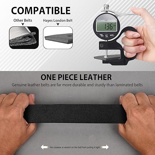 Image of HAYES LONDON Genuine Leather Belt for Men, Original Top Grain Formal and Casual Belt, Lifetime Leather Warranty (32, Sigma Black)