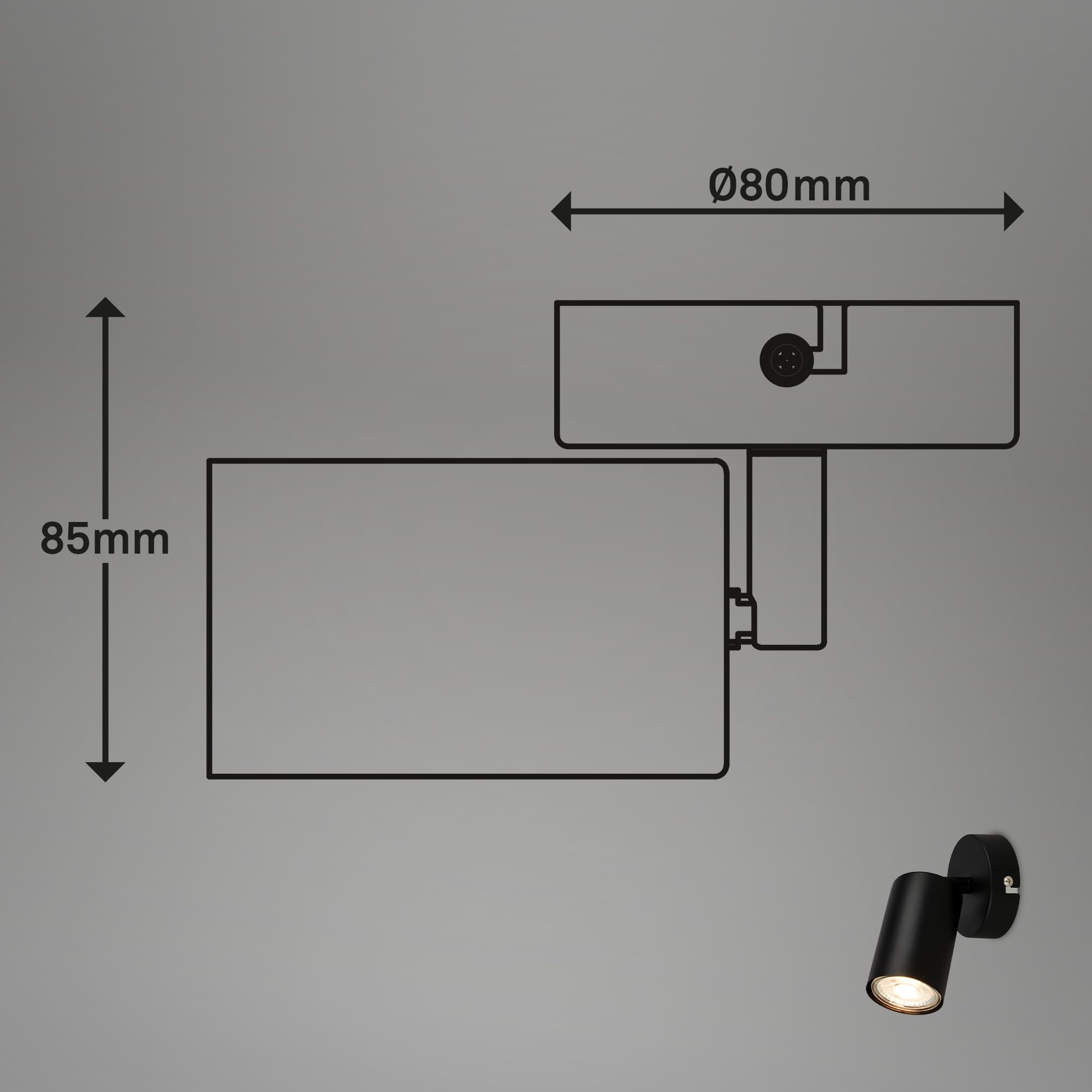 BRILONER - Aplique de Pared Interior Orientable, Casquillo GU10, Máx. 9W, Lámpara para Dormitorio, Focos, 8x15.5 cm, Negro