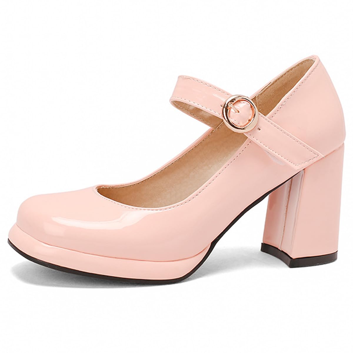 Tacchi Taglie Estese Donna Punta Squadrata Plateau Mary Jane | Plantare Imbottito Per Piedi Larghi, Silhouette Femminile Vintage, Sintetico Resistente