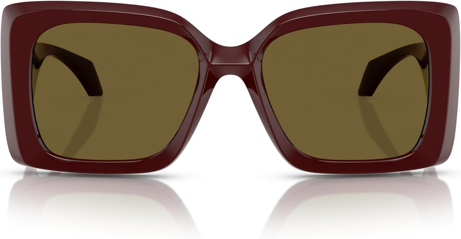 Versace Woman Sunglasses Dark Ruby Frame, Dark Grey Lenses, 54MM