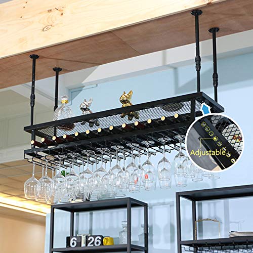Casier à vin suspendu porte-bouteille mural et porte-verre de cuisine
