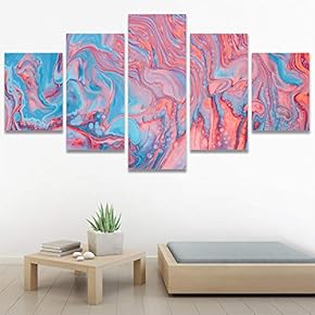 SIGNWIN 5 Panel Canvas Wall Art Abstract Colorful...